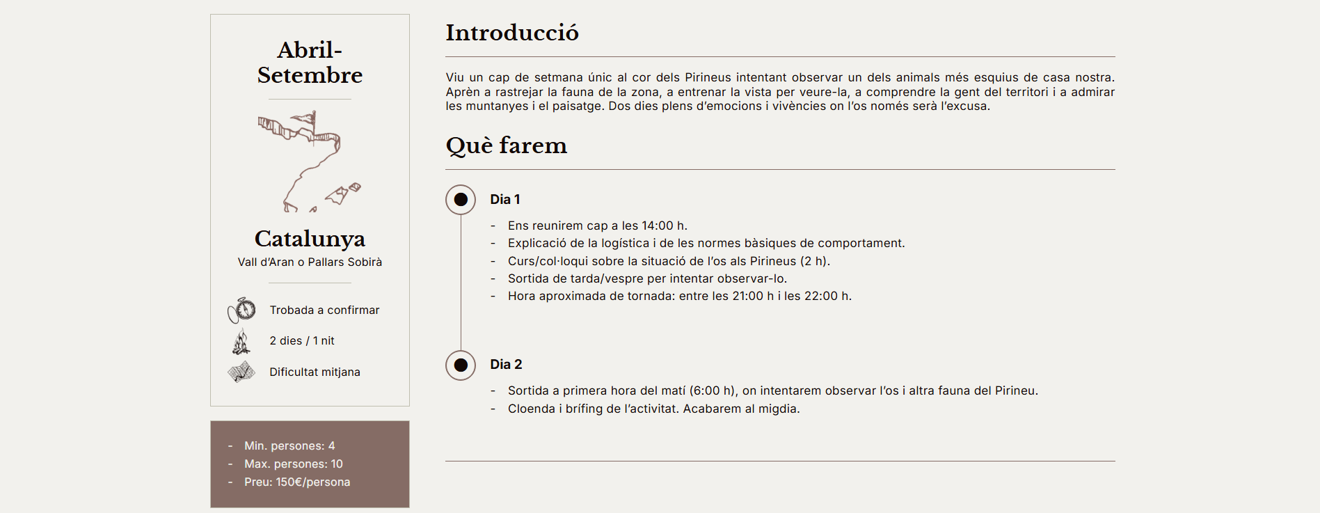 Web de reserva d'activitats